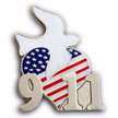 911 September 11th pin with heart, dove and US Flag design