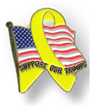 American Flag and Yellow  Ribbon Support our Troops Pins Great for Patriot Day