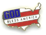 God Bless America Country Outline pins