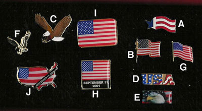 Misc. Patriotic American Flag pins