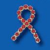 Red Rhinestone Ribbon Pin