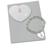 Breast Cancer Awareness Mirror Compact/Bracelet/Gift Set