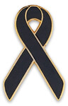 Black Anti - Gang Ribbon Lapel Pin