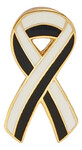 Black and White Awareness / Support Ribbon Lapel Pin