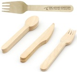 6" Disposable Birch Wood Fork, Spoon or Knife - Factory Direct