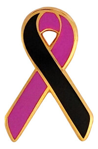 Black and Pink Ribbon Awareness Ribbon Lapel Pin