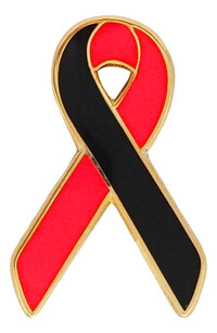 Black and Red Ribbon Lapel Pin