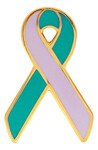 Lavender & Teal Awareness / Support Ribbon Lapel Pin
