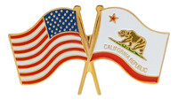 US and California Flags Lapel Pin