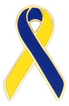 Navy and Yellow Down Syndrome Awareness / Support Ribbon Lapel Pin