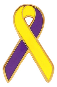 Yellow and Purple Lupus Awareness / Support Ribbon Lapel Pin