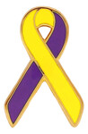 Yellow and Purple Lupus Awareness / Support Ribbon Lapel Pin