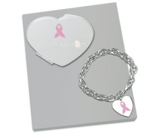 Breast Cancer Awareness Mirror Compact/Bracelet/Gift Set... from ASI 62820 International Merch Concepts