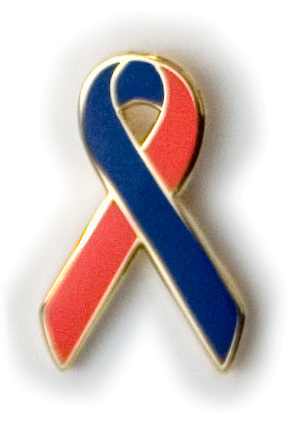 Navy Blue and Red Heart Disease Awareness / Support Ribbon Lapel