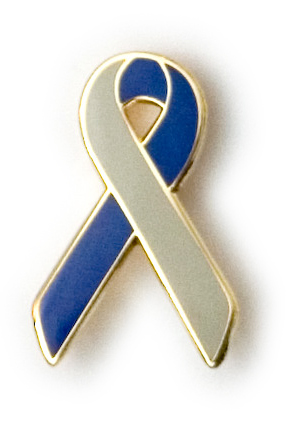 Gray and Blue Coping with Cancer Awareness / Support Ribbon Lapel