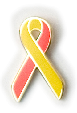 Red & Yellow Hepatitis Awareness / Support Ribbon Lapel Pin