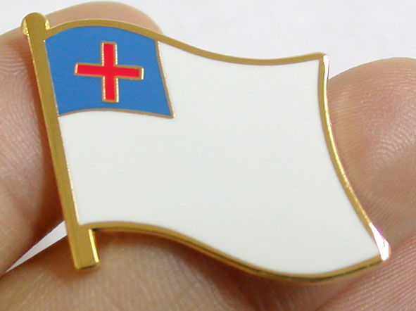 Christian Flag Pin w/ Red Cross on Blue w/ White Field