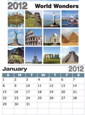 World Wonders Sticky Back Calendar... from ASI 79392 Premiums Plus Inc