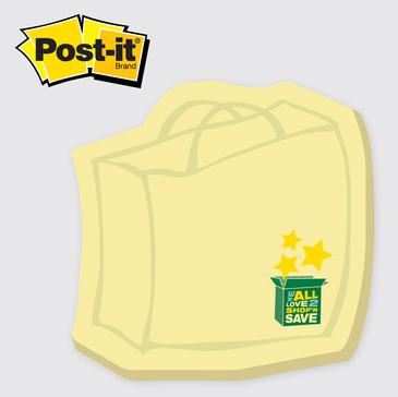 Shopping Bag - Die Cut Post-it Note Pads ... from ASI 91240 3M/Promotional Markets Dept