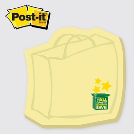 Shopping Bag - Die Cut Post-it Note Pads ... from ASI 91240 3M/Promotional Markets Dept