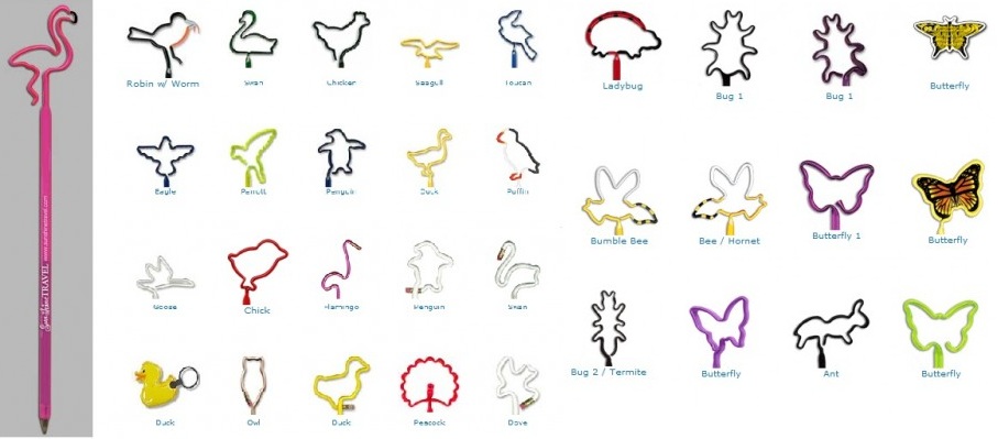 Bird / Bug / Insect Shaped Pens and Pencils... from ASI 39850 The Bentcil Company