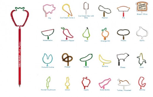 Food / Fruit / Vegetable Shaped Pens and Pencils... from ASI 39850 The Bentcil Company