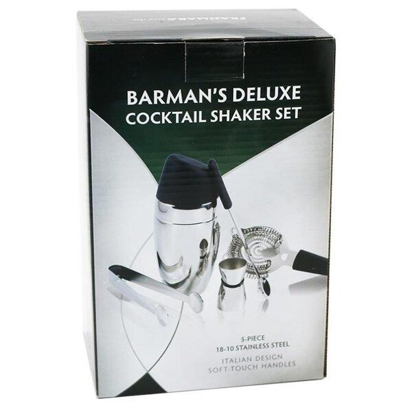 Customizable five-piece stainless steel barman's set with cocktail shaker set, strainer,... from ASI 55450 Franmara Inc