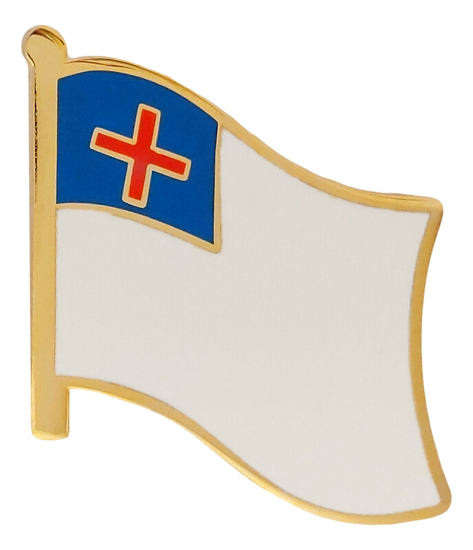 Christian Flag Pin w/ Red Cross on Blue w/ White Field