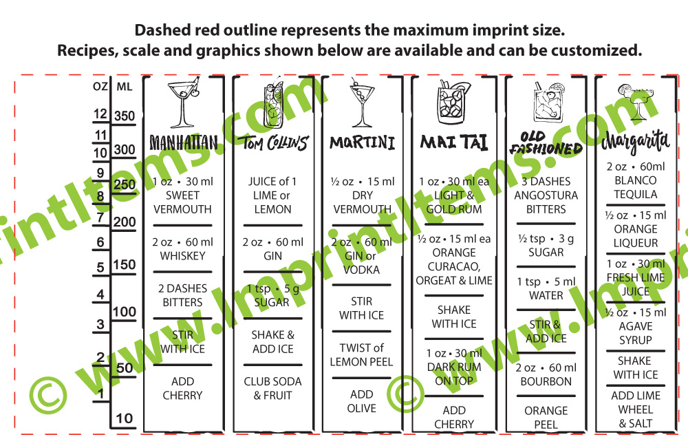 Custom printed cocktail mixing, measuring, and recipe pint glass. 16 oz.... from ASI 74710 Numo / NUMO