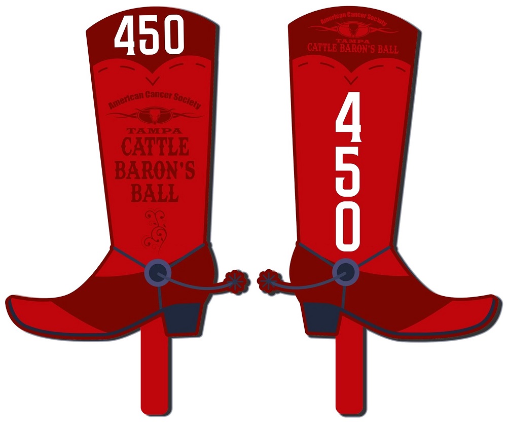 Western Cowboy Boot shaped corrugated plastic bidder auction paddles / hand... from ASI 54322 FireSprint Printing