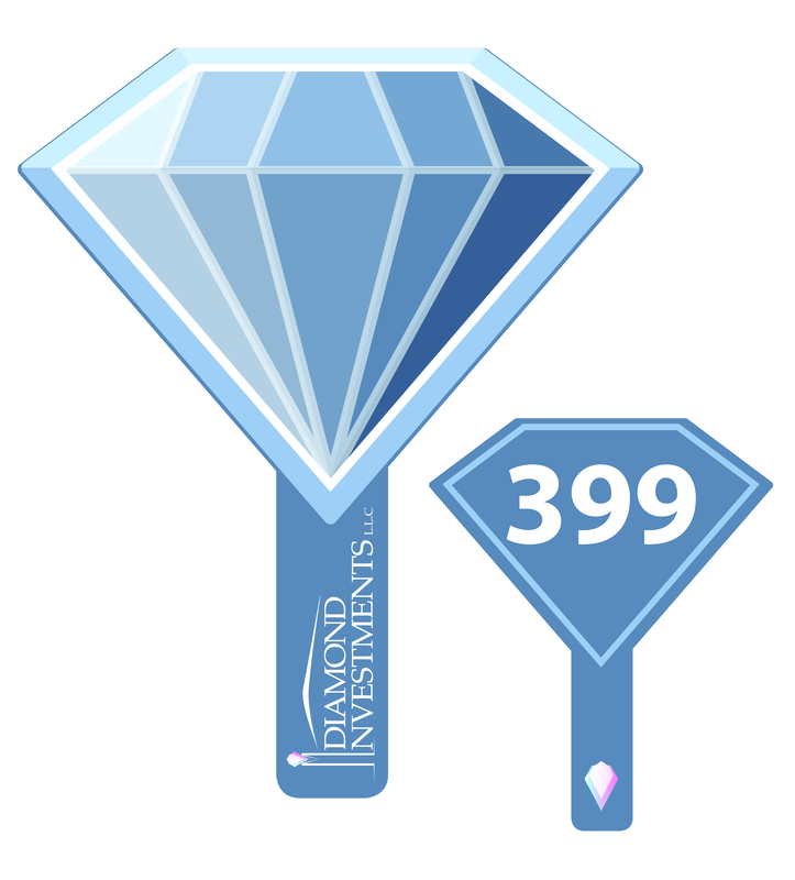 Western Cowboy Boot shaped corrugated plastic bidder auction paddles / hand... from ASI 54322 FireSprint Printing