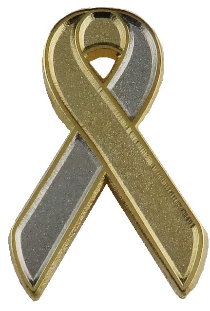 Metalic Gold and Silver Ribbon Lapel Pin