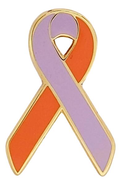 Lavender and Orange Eczema Awareness / Support Ribbon Lapel Pin