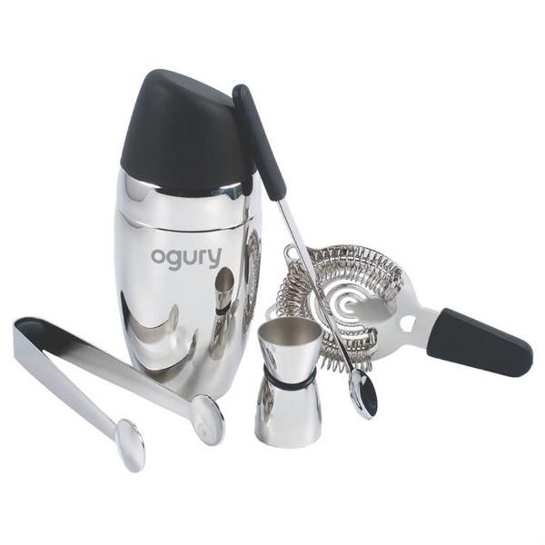 Customizable five-piece stainless steel barman's set with cocktail shaker set, strainer,... from ASI 55450 Franmara Inc