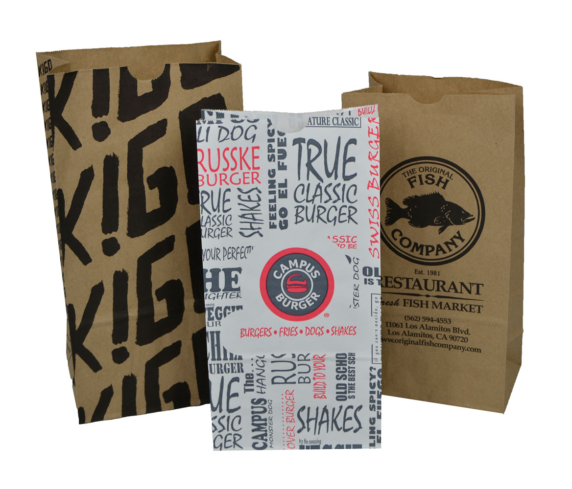 Natural Kraft Paper SOS Shopping Bags & White Paper Self Opening