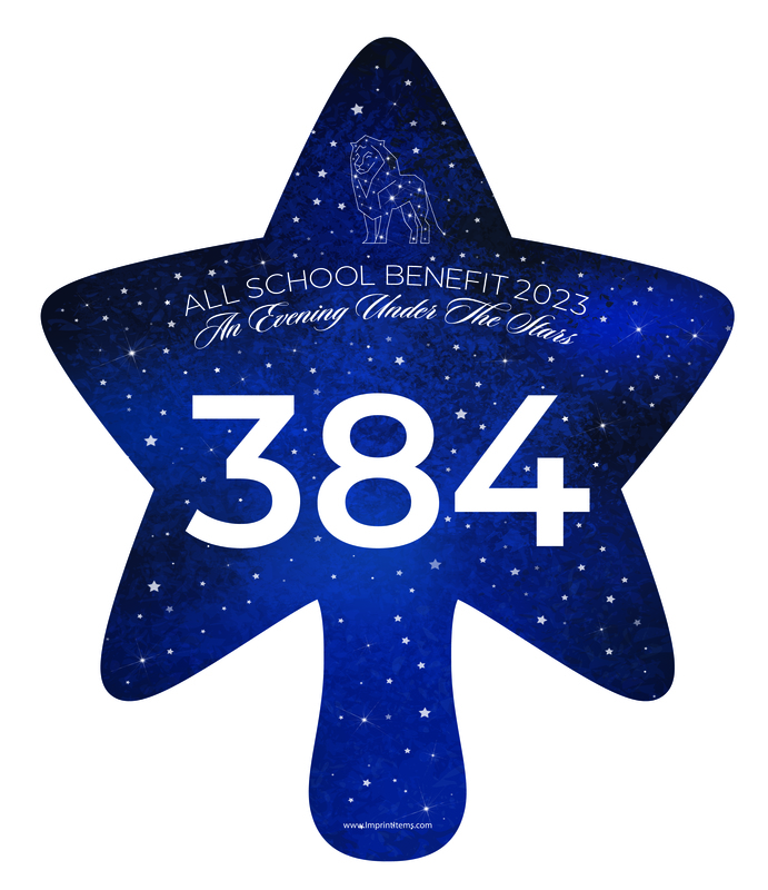 Star Shaped Plastic Auction Paddles / Numbered Bidder Fans... from ASI 54322 FireSprint Printing