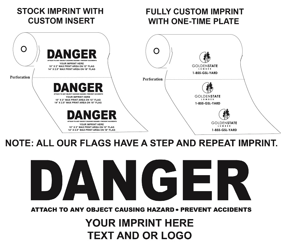 Red, 18" plastic, danger flag on perforated rolls of 1000. Step... from ASI 79951 Promosafe