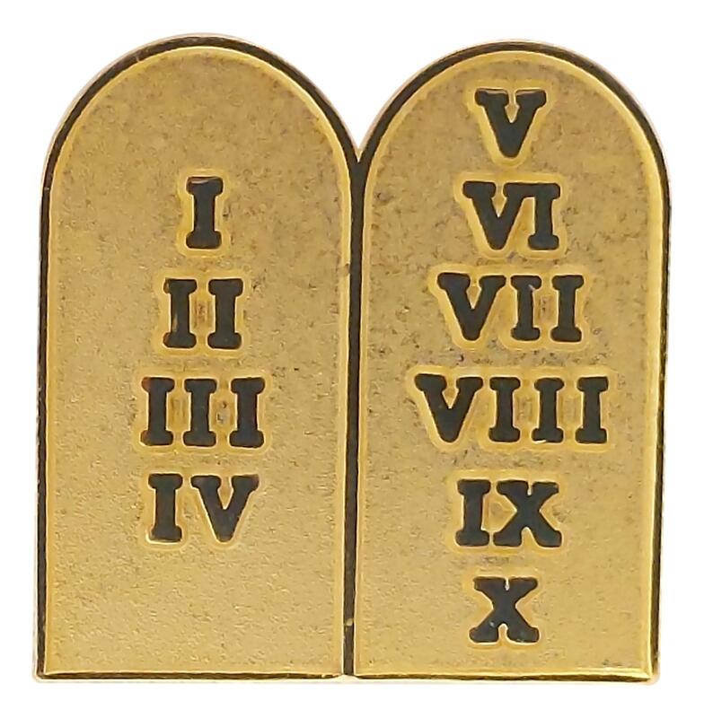 Ten Commandments (10 roman numerals on tablets) Lapel Pin for faith