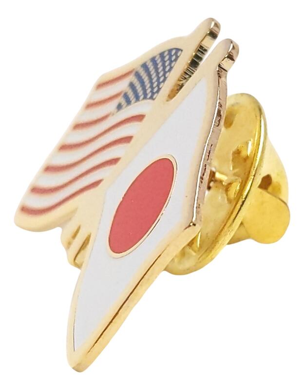 US / American and Japan Flags Friendship Lapel Pin