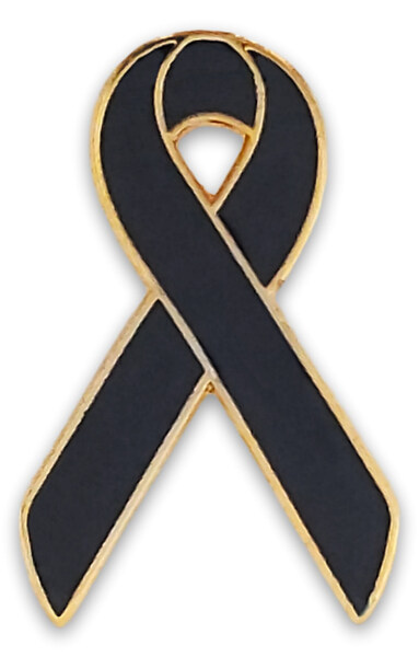 Black Anti - Gang Ribbon Lapel Pin