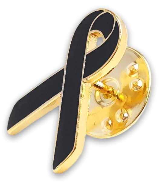 Black Anti - Gang Ribbon Lapel Pin