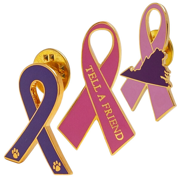 Custom Ribbon Awareness Lapel Pins w/ Your Shape Or Text