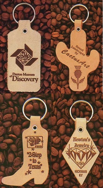 Custom Shaped Branded Leather Keytag... from ASI 61900 Houston Leather & Glass