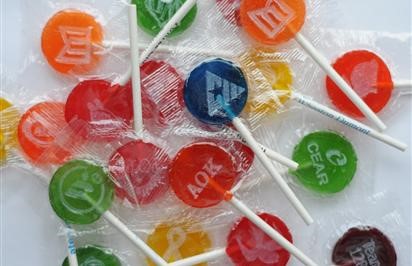 Head And/Or Stick Imprinting Individually Wrapped Lollipops With Choice of Flavors.... from ASI 71610 Heartland Candies LLC