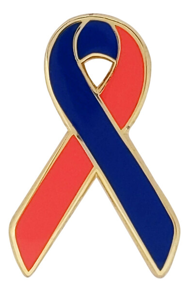 Navy Blue and Red Heart Disease Awareness / Support Ribbon Lapel