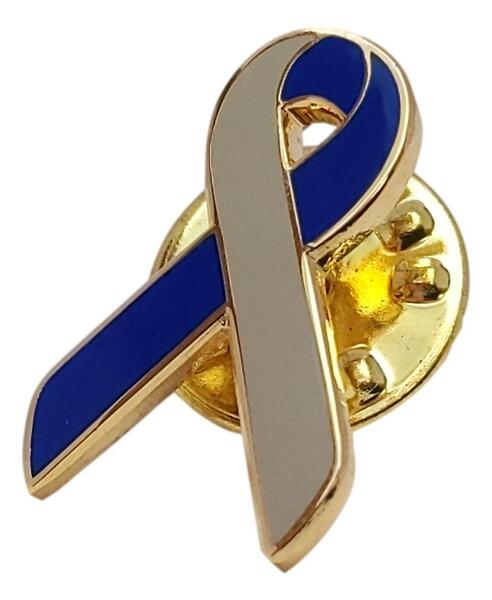 Gray and Blue Coping with Cancer Awareness / Support Ribbon Lapel