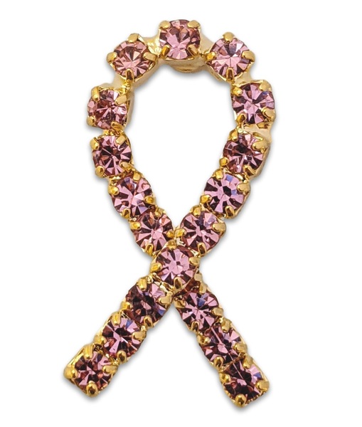 Pink Rhinestone Breast Cancer Awareness / Support Lapel Pin