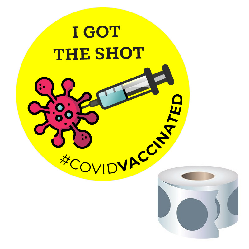 I Got Vaccinated 1 1/2" - Round paper roll labels, 1000... from ASI 56950 Gill Studios Inc