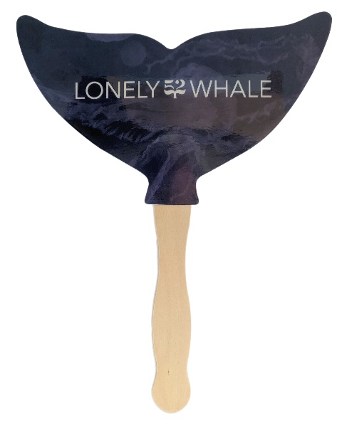 Whale tail shaped hand fan with a wooden stick. ... from ASI 67620 Lion Circle Corp / Lion/Circle