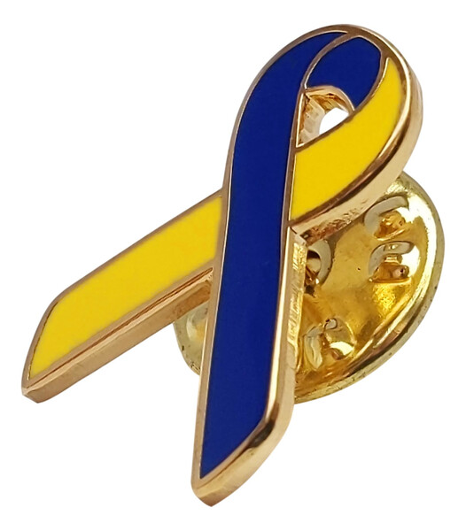 Navy and Yellow Down Syndrome Awareness / Support Ribbon Lapel Pin